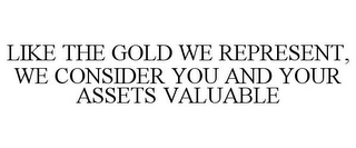 LIKE THE GOLD WE REPRESENT, WE CONSIDER YOU AND YOUR ASSETS VALUABLE