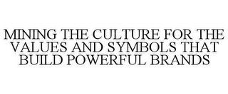 MINING THE CULTURE FOR THE VALUES AND SYMBOLS THAT BUILD POWERFUL BRANDS