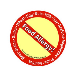 FOOD ALLERGY!, FOOD ALLERGY KIDS CLUB.COM,NUTS,MILK,EGG,GRAINS,SOY,WHEAT,MEAT,ADDITIVE,FRUITS,VEGETABLE,GLUTEN,SEAFOOD