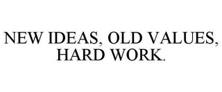 NEW IDEAS, OLD VALUES, HARD WORK.