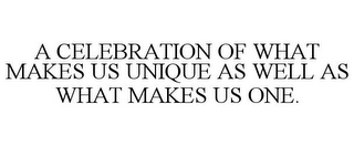 A CELEBRATION OF WHAT MAKES US UNIQUE AS WELL AS WHAT MAKES US ONE.