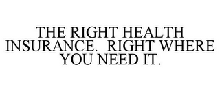 THE RIGHT HEALTH INSURANCE. RIGHT WHERE YOU NEED IT.