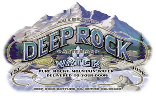 AUTHENTIC DEEP ROCK ARTESIAN WATER PURE ROCKY MOUNTAIN WATER DELIVERED TO YOUR DOOR DEEP ROCK BOTTLING CO. DENVER COLORADO EST. 1896