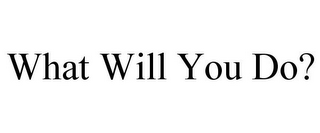 WHAT WILL YOU DO?