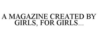 A MAGAZINE CREATED BY GIRLS, FOR GIRLS...