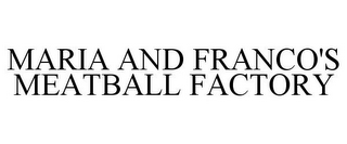 MARIA AND FRANCO'S MEATBALL FACTORY