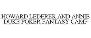 HOWARD LEDERER AND ANNIE DUKE POKER FANTASY CAMP