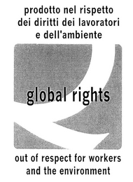 GLOBAL RIGHTS PRODOTTO NEL RISPETTO DEI DIRITTI DEI LAVORATORI E DELL'AMBIENTE OUT OF RESPECT FOR WORKERS AND THE ENVIRONMENT