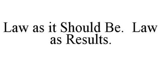 LAW AS IT SHOULD BE. LAW AS RESULTS.