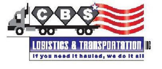 CBS LOGISTICS & TRANSPORTATION INC IF YOU NEED IT HAULED, WE DO IT ALL