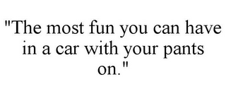 "THE MOST FUN YOU CAN HAVE IN A CAR WITH YOUR PANTS ON."
