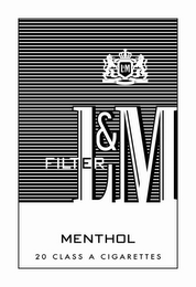 L&M FILTER MENTHOL 20 CLASS A CIGARETTES