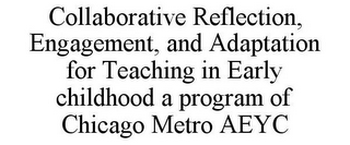 COLLABORATIVE REFLECTION, ENGAGEMENT, AND ADAPTATION FOR TEACHING IN EARLY CHILDHOOD A PROGRAM OF CHICAGO METRO AEYC