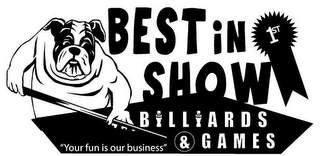 BEST IN SHOW BILLIARDS & GAMES 1ST "YOUR FUN IS OUR BUSINESS"