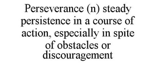 PERSEVERANCE (N) STEADY PERSISTENCE IN A COURSE OF ACTION, ESPECIALLY IN SPITE OF OBSTACLES OR DISCOURAGEMENT