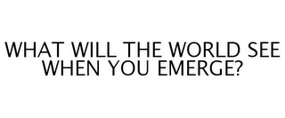 WHAT WILL THE WORLD SEE WHEN YOU EMERGE?