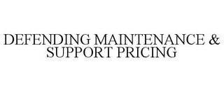 DEFENDING MAINTENANCE & SUPPORT PRICING