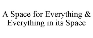 A SPACE FOR EVERYTHING & EVERYTHING IN ITS SPACE