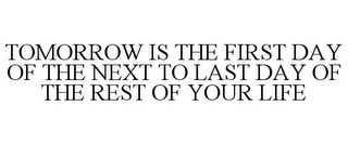 TOMORROW IS THE FIRST DAY OF THE NEXT TO LAST DAY OF THE REST OF YOUR LIFE