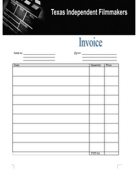 TEXAS INDEPENDENT FILMMAKERS INVOICE