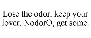 LOSE THE ODOR, KEEP YOUR LOVER. NODORO, GET SOME.