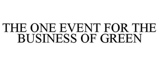 THE ONE EVENT FOR THE BUSINESS OF GREEN