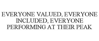 EVERYONE VALUED, EVERYONE INCLUDED, EVERYONE PERFORMING AT THEIR PEAK