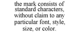 THE MARK CONSISTS OF STANDARD CHARACTERS, WITHOUT CLAIM TO ANY PARTICULAR FONT, STYLE, SIZE, OR COLOR.