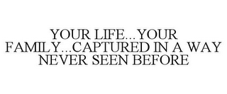 YOUR LIFE...YOUR FAMILY...CAPTURED IN A WAY NEVER SEEN BEFORE