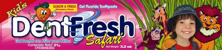 DENTFRESH KID'S SAFARI SABOR A FRESA STRAWBERRY FLAVOR GEL FLUORIDE TOOTHPASTE NET WEIGHT: 3.2