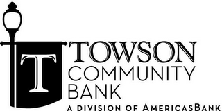 T TOWSON COMMUNITY BANK A DIVISION OF AMERICASBANK