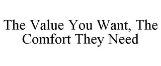 THE VALUE YOU WANT, THE COMFORT THEY NEED