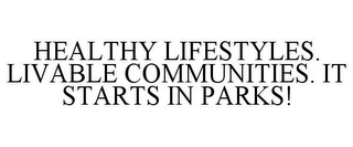 HEALTHY LIFESTYLES. LIVABLE COMMUNITIES. IT STARTS IN PARKS!