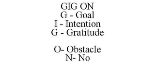 GIG ON G - GOAL I - INTENTION G - GRATITUDE O- OBSTACLE N- NO