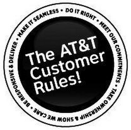 THE AT&T CUSTOMER RULES! BE RESPONSIVE AND DELIVER MEET OUR COMMITMENTS MAKE IT SEAMLESS DO IT RIGHT TAKE OWNERSHIP-SHOW WE CARE