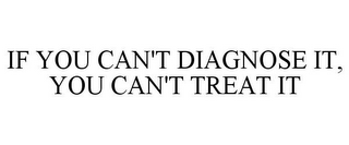 IF YOU CAN'T DIAGNOSE IT, YOU CAN'T TREAT IT