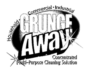 HOUSEHOLD · COMMERCIAL · INDUSTRIAL GRUNGE AWAY CONCENTRATED MULTI-PURPOSE CLEANING SOLUTION