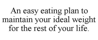 AN EASY EATING PLAN TO MAINTAIN YOUR IDEAL WEIGHT FOR THE REST OF YOUR LIFE.