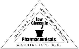 CERTIFIED BY THE GLYCEMIC RESEARCH INSTITUTE WASHINGTON D.C. LOW GLYCEMIC PHARMACEUTICALS