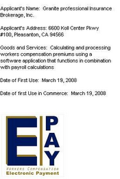 E|PAY WORKERS COMPENSATION ELECTRONIC PAYMENT