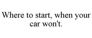 WHERE TO START, WHEN YOUR CAR WON'T.