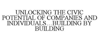 UNLOCKING THE CIVIC POTENTIAL OF COMPANIES AND INDIVIDUALS...BUILDING BY BUILDING