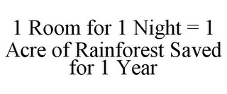 1 ROOM FOR 1 NIGHT = 1 ACRE OF RAINFOREST SAVED FOR 1 YEAR