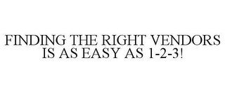 FINDING THE RIGHT VENDORS IS AS EASY AS 1-2-3!