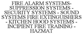 FIRE ALARM SYSTEMS- SUPPRESSION SYSTEMS - SECURITY SYSTEMS - SOUND SYSTEMS FIRE EXTINGUISHERS - KITCHEN HOOD SYSTEMS - INCIPIENT FIRE TRAINING - HAZMAT