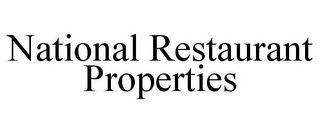 NATIONAL RESTAURANT PROPERTIES