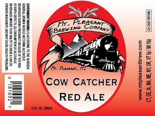 MT. PLEASANT BREWING COMPANY MT. PLEASANT, MI COW CATCHER RED ALE