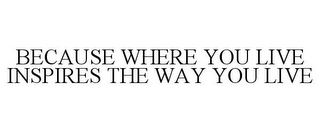 BECAUSE WHERE YOU LIVE INSPIRES THE WAY YOU LIVE