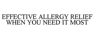 EFFECTIVE ALLERGY RELIEF WHEN YOU NEED IT MOST