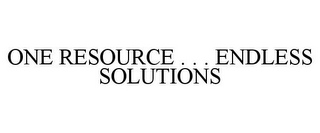 ONE RESOURCE . . . ENDLESS SOLUTIONS